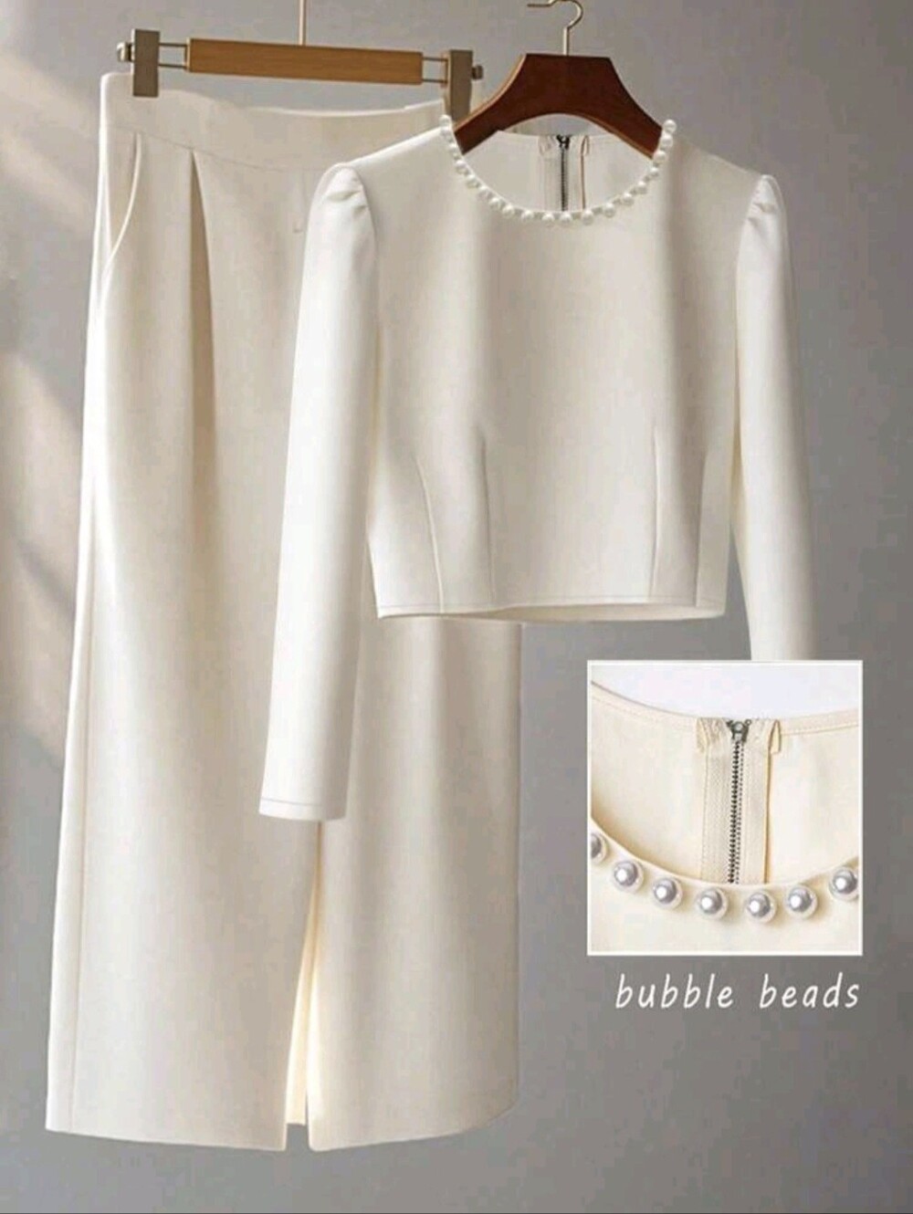 Niche Temperament Three-Dimensional Studded Long-Sleeved Top Exquisite Trousers